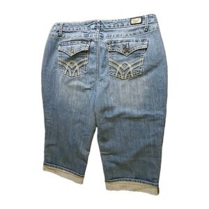 Earl Jeans Women's Capri Blue Denim Cuffed‎ Stone Wash Plus 20W #444C